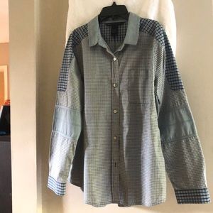 Marc Jacobs button down plaid patchwork shirt